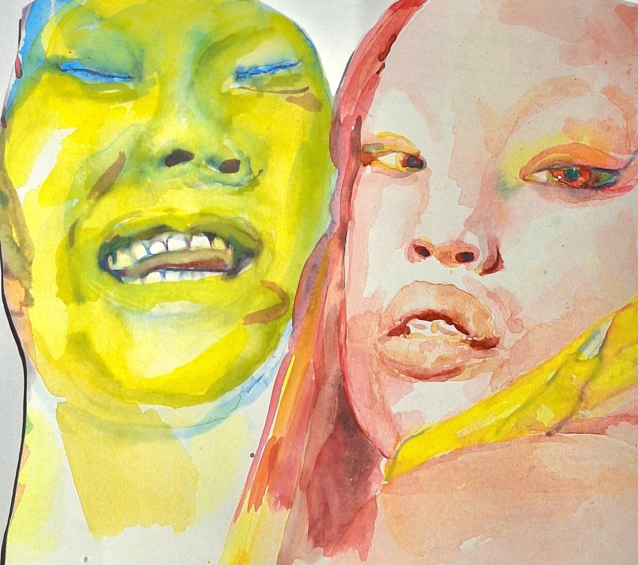 Twee gezichten geel rood
