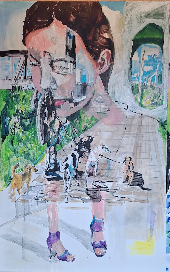 De hondenwandelaarster